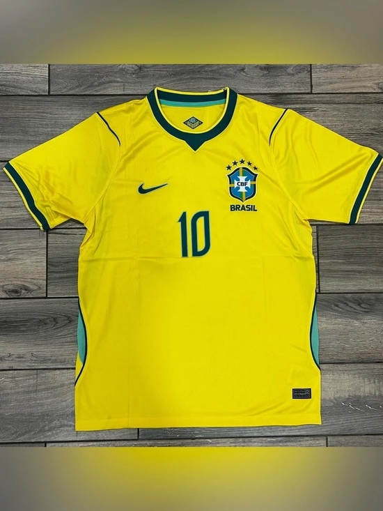 nike Other - Nike Yellow Brazil Soccer Jersey with Green Trim